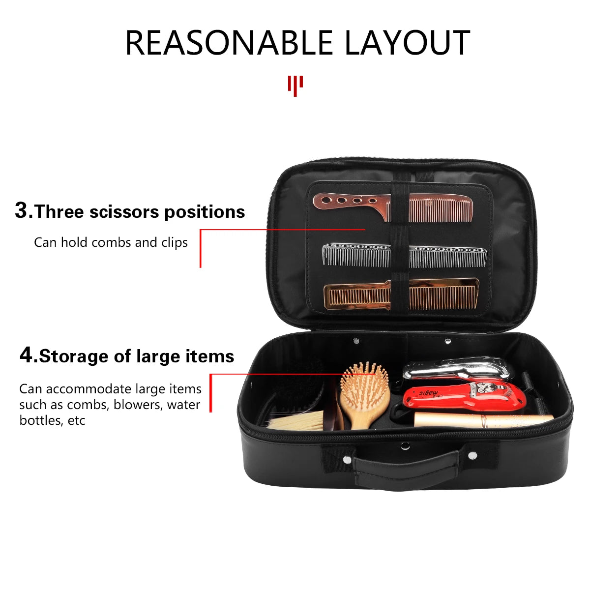 Barber Electric Clipper Bag Black Salon Hairdressing Tool Storage Bag Carrying High-capacity Travel Shaver Organizer Box Holder