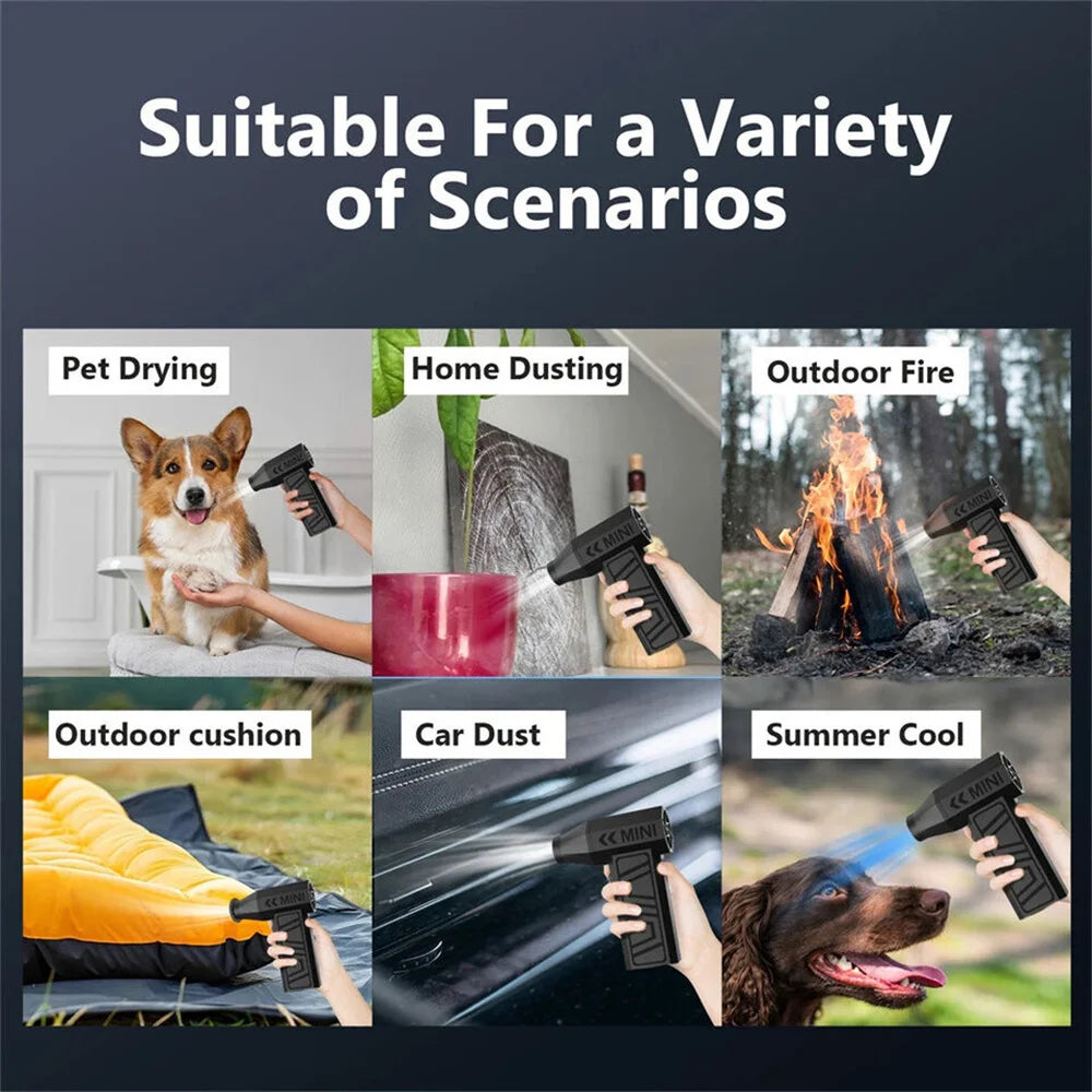130000RPM Mini Fan Electric Air Duster Adjustable Wind Speed Portable Fan Violent Blower Rechargeable Car Cleaning