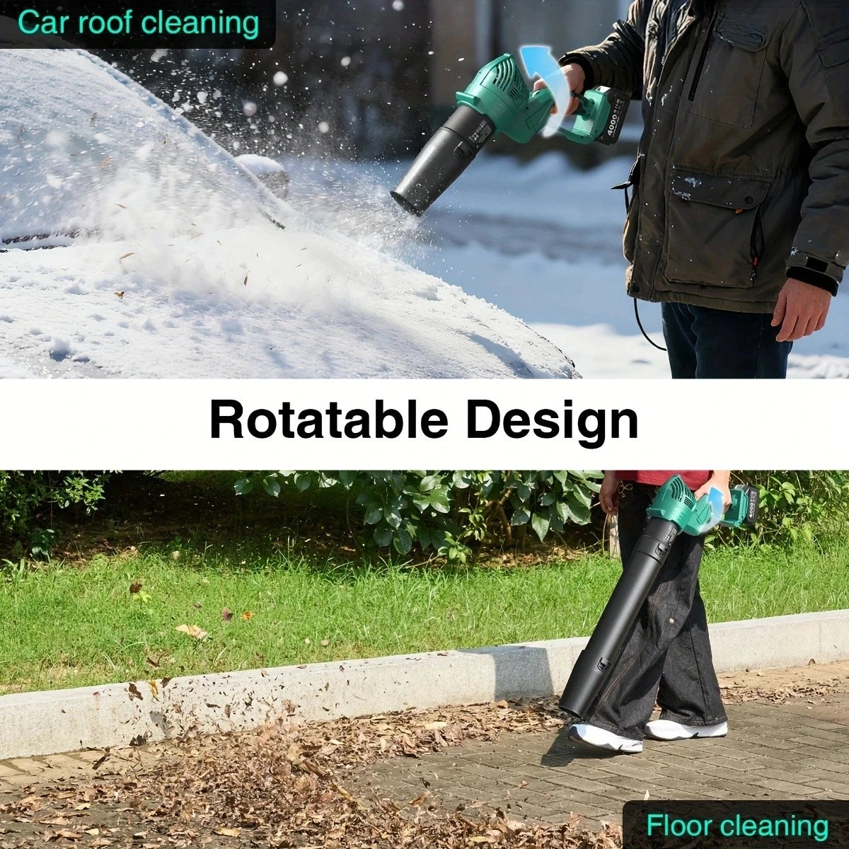 Taskstar Leaf Blower for Lawn 550CFM Electric Cordless Small Blower with Swivel Head, 2*4000mAh Battery & Charger 21V Airblower for Clean Car Patio Yard, Blowing Leaves / Dust Removal