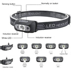 HOMEFISH Super Bright LED Headlamp  Rechargeable Sensor Headlight Waterproof Flashlight for Camping Hiking Fishing Emergenc