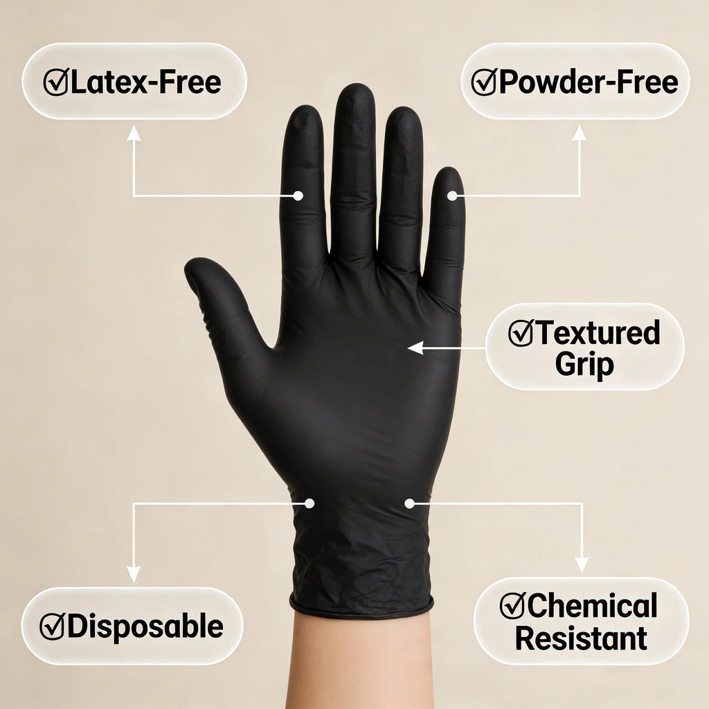 100 PCS Black Nitrile Gloves Thickened Disposable Gloves for Cleaning Hairdressing  Waterproof Dishwashing Tattoo Gloves