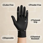 100 PCS Black Nitrile Gloves Thickened Disposable Gloves for Cleaning Hairdressing  Waterproof Dishwashing Tattoo Gloves