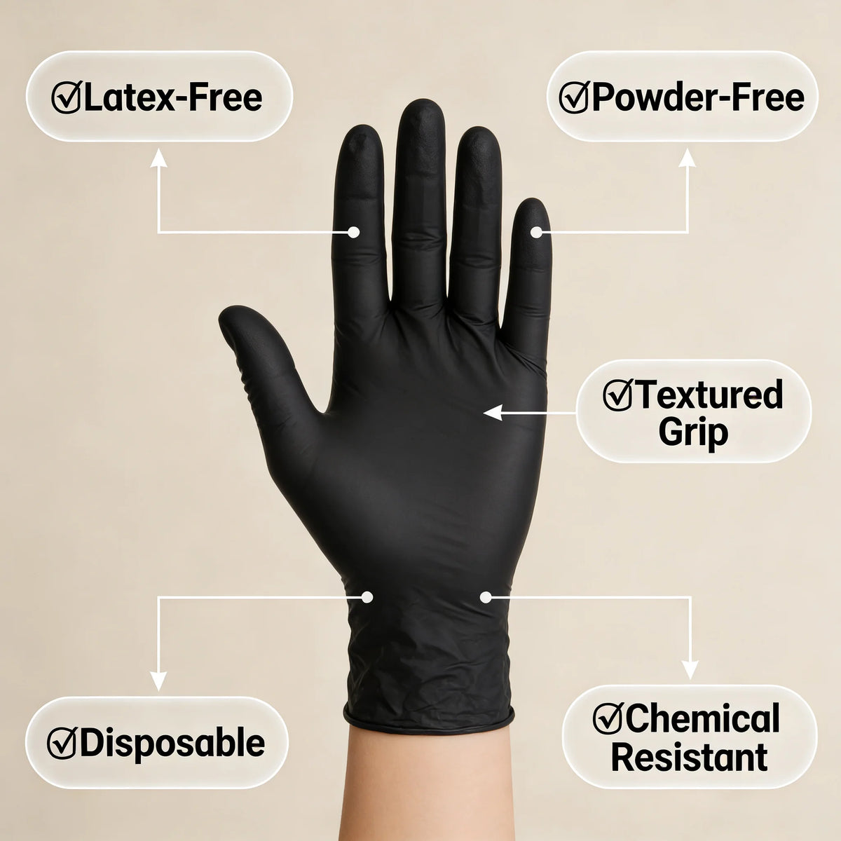 100 PCS Black Nitrile Gloves Thickened Disposable Gloves for Cleaning Hairdressing  Waterproof Dishwashing Tattoo Gloves