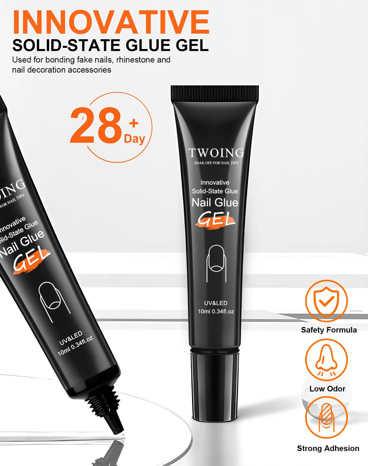 Solid Nail Glue Nail Tips Gel for Press On Nails,Acrylic Nail Gel for Manicure Extension,False Nails Adhesive Glue Long Lasting