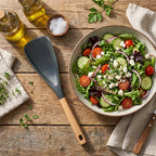 Silicone Salad Spatula with Wooden Handle - Heat Resistant Non-Stick Kitchen Turner for Salad, Cooking&Baking, Food-Safe&Durable