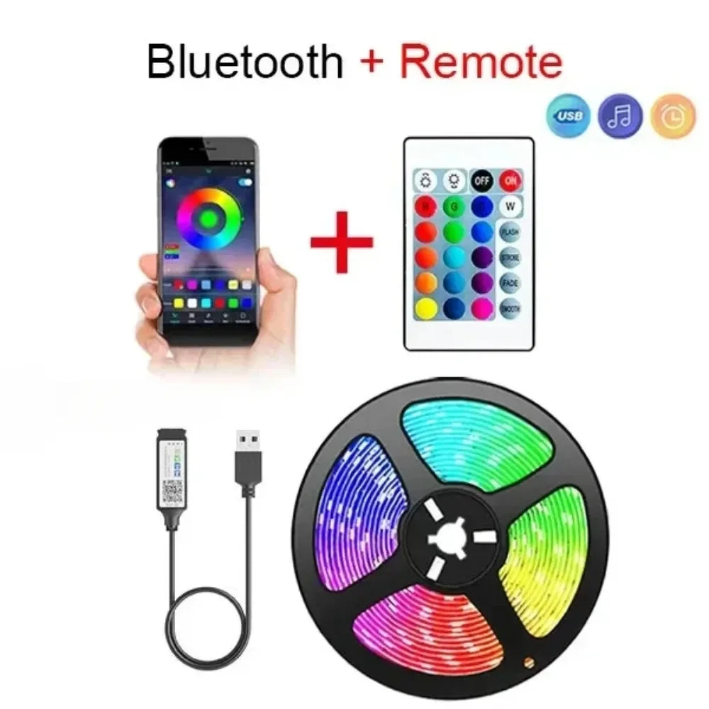 RGB LED Strip Light Intelligent Bluetooth Remote Control Remote Flexible Diode Light Strip for Room Home Decoration TV Backlight
