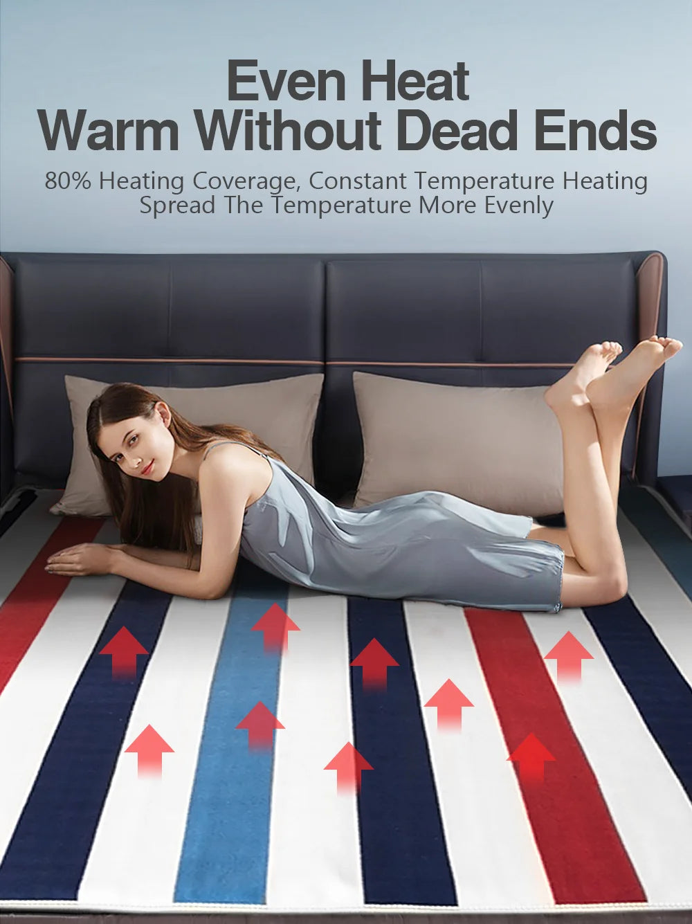 Electric Blanket 220V EU Plug Striped Printing Winter Insulation Heating Electric Blanket Constant Temperature Control