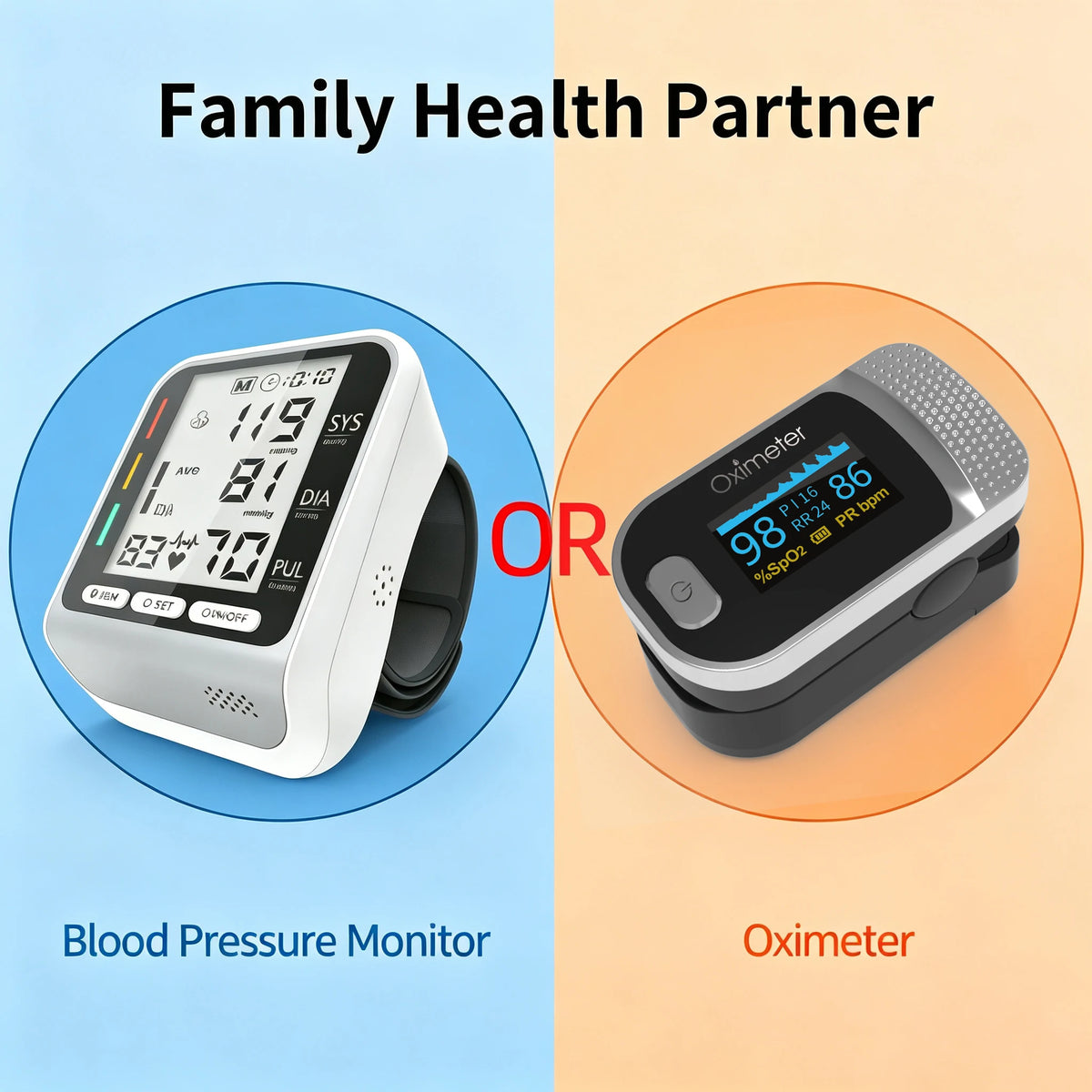 Tensiometer Or Finger Oximeter Medical Digital Blood Pressure Monitor Heart Rate Pulse Meter Household Automatic Tonometer