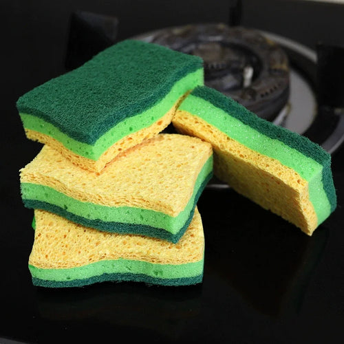 10pcs Multi-Layer Kitchen Sponge Scourer Soft Sponge Durable Stain-Removing Absorbent for Kitchen Dish Pot Tableware Cleaning