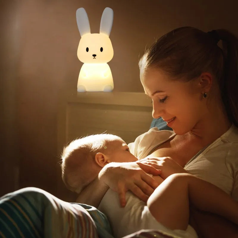 LED Night Light Silicone Rabbit Touch Sensor Lamp Cute Animal Light Bedroom Decor Gift For Kid Baby Child Table Lamp Home Decor