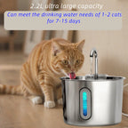 Cat Water Fountain, 75oz Stainless Steel Automatic Water Fountain with Filters Silent Pump for Cat Drinking, Pet Water Supplies