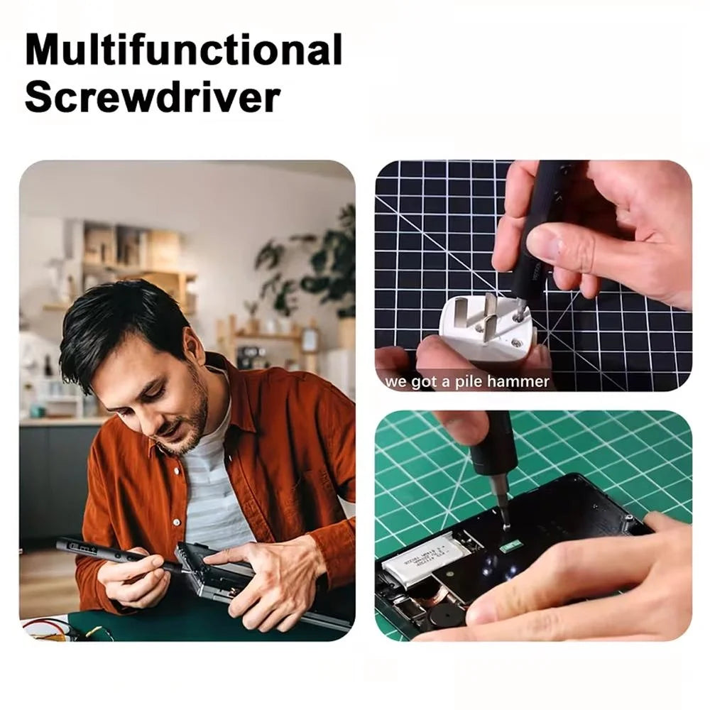 50 in 1 Precision Cordless Electric Screwdriver Set USB Rechargeable Mini Power Drill with LED Light for iPhone Phone Watch Repair Electronic Device DIY Fixing Hardware Hand Tools Systems