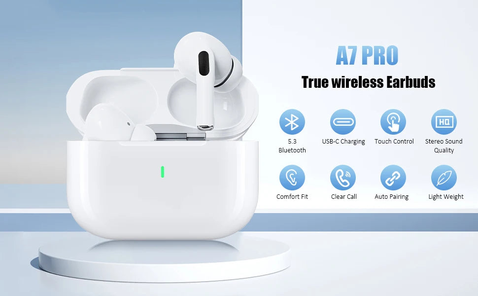 【pro】】ANC noise cancelling Bluetooth earphones, wireless earphones with transparent mode, sweat proof, perfect for work, travel
