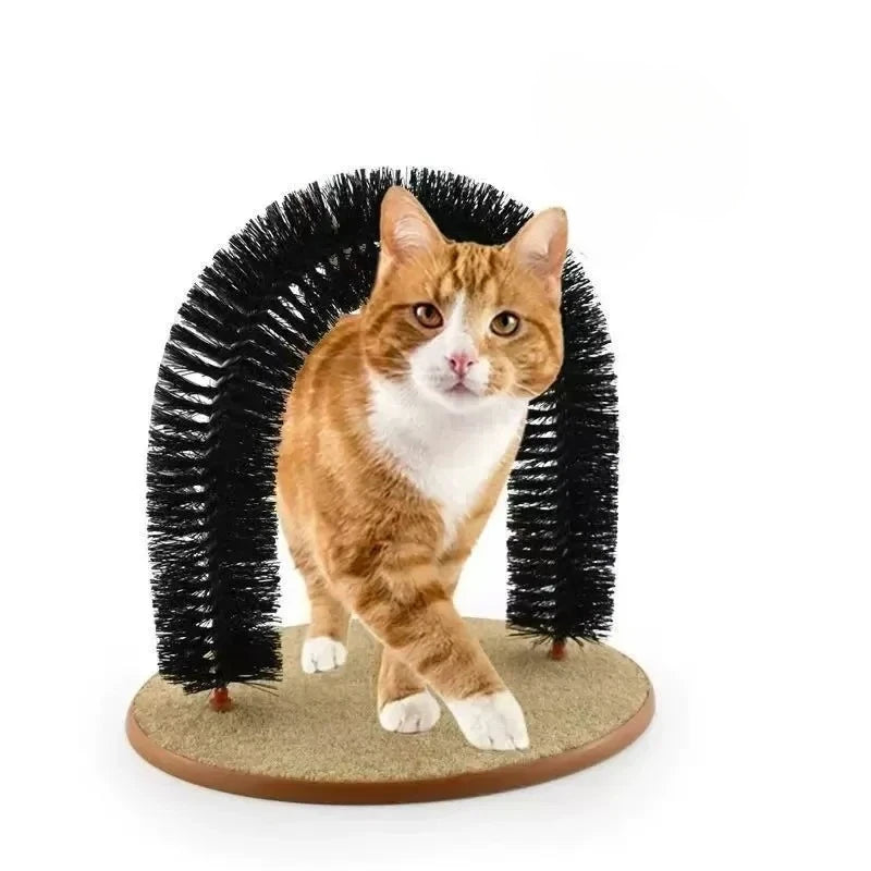 Arch Cat Self Groomer Brush, Cat Rubbing Massager Arch Door, Cat Scratching Pad Pet Hair Remover Grooming Toy