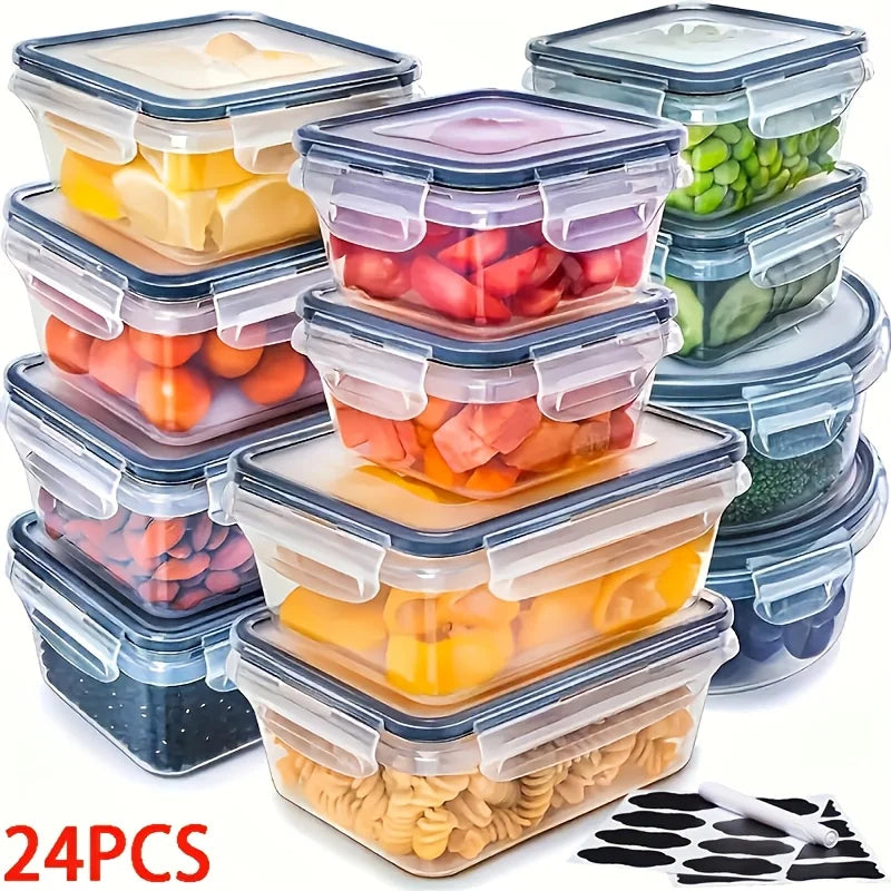 48PCS BPA-Free Food Storage Set – 24 Airtight Containers with Lids & Labels for Kitchen, Pantry & Travel - Nexvibe