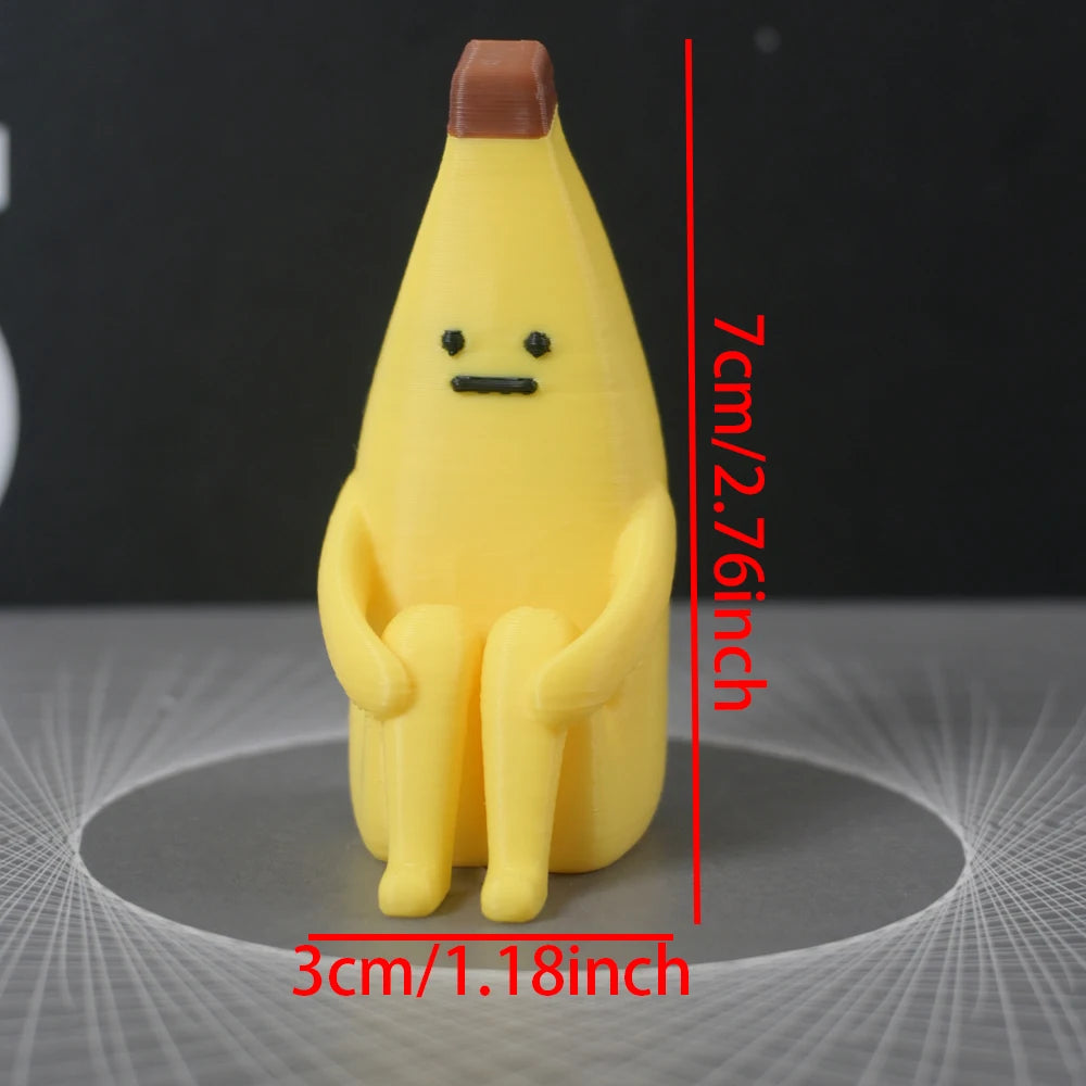 Anxious Banana 3D Printed Figurines – Durable Pla Decor for Home, Office & Car, Giftable