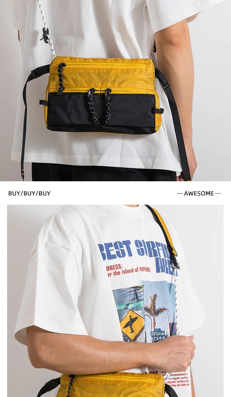 Outdoor Sports Crossbody Sling Bag Nylon Retro Waterproof Tear-Resistant for Cycling Running Hiking Outdoor Essentials