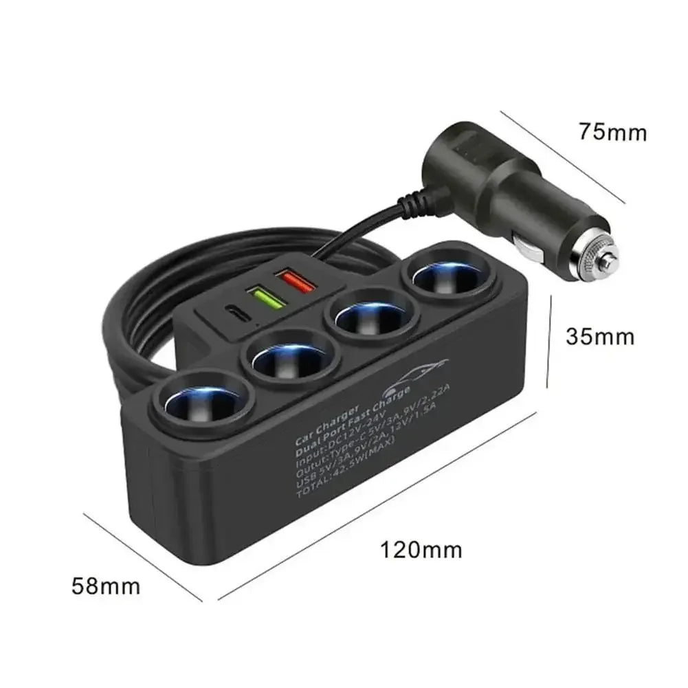 Flash sale 3.0 Dual USB Socket 120W Car Cigarette Lighter Splitter 12V 24V Fast Charger Plug Phone Power Adapter for Car DVR Dashcam
