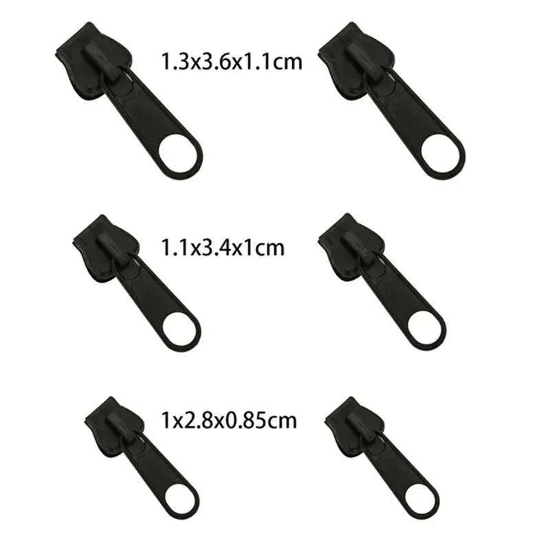 Black 6pcs Instant Zipper Universal Instant Fix Zipper Repair Kit Replacement Zip Slider Teeth Rescue New Design for DIY Sew