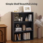 MCQ Wooden 3 Tiers Bookshelf Storage 31.5 Inch Tall Standing Display Bookshelf Sturdy Structure Graduated Shelves for Home