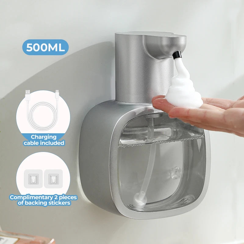 Automatic sensor soap dispenser, foam hand washing device, portable soap bottle, 500ml soap distribution device, in bathroom