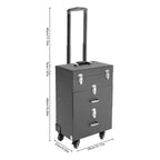 Rolling Makeup Train Case with Wheels, Professional Cosmetic Trolley Lockable Storage, 3-Layer Large Capacity Travel Organizer