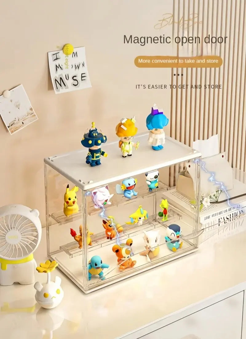 1pc Three Layer Acrylic Display Rack, Blind Box Storage Box,Llarge Capacity Dustproof,For POP MART,Doll,Handmade,Anime,Car Model