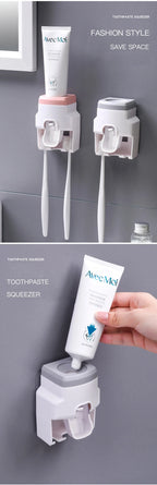 1pc Automatic Toothpaste Dispenser Creative Wall Mount and Small Toothbrush Holder Squeezer for Family Shower Bathroom