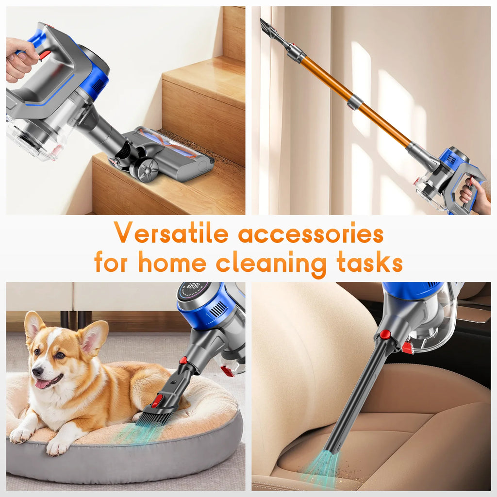 Honki 78KPA Cordless Vacuum Cleaner with LED High Power Strong Suction Wet and Dry Handheld Vacuum Cleaner for Pet Hair Carpet