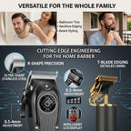 Professional Hair Clippers with LED Display, Cordless Rechargeable Trimmer & T-Blade Shaver for Men, Balding Grooming Kit