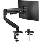 Single Monitor Arm 13-34 Inch, Adjustable Gas Spring Arm, Monitor Desk Mount for 4.4-19lbs, VESA 75/100mm with C-Clamp/Grommet Base, Ergonomic Stand for Work/Gaming