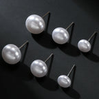 New 12 pairs/set White Imitation Pearl Stud Earrings For Women Girls Ear Jewelry Round Ball 8mm 10mm 12mm