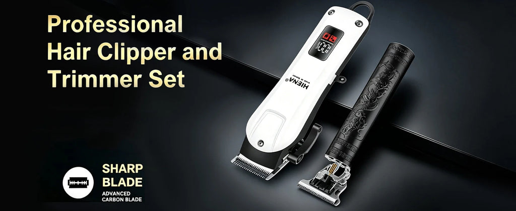 HIENA Professional Barber Kit Electric Hair Clipper Beard Shaver Detail Trimmer Cordless Rechargeable Titanium Blades for Home