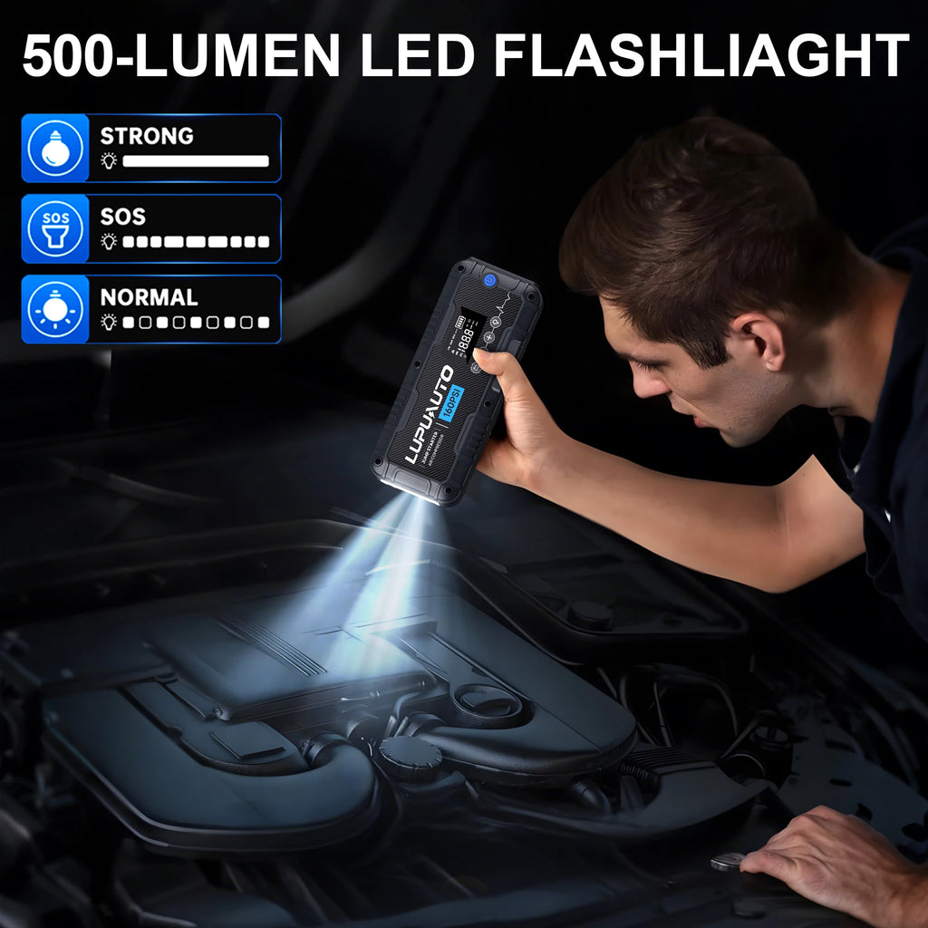 7000A Car Jump Starter With Air Compressor Booster Tyre Inflator Portable Car Battery Power Bank LED Flashlight Smart Cable