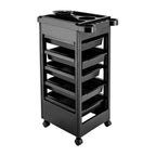 Salon Trolley Cart with Wheels and 5 Drawers, Multipurpose Beauty Cart, Hairdressing Rolling Cart for Barbershop Beauty Spa, Black