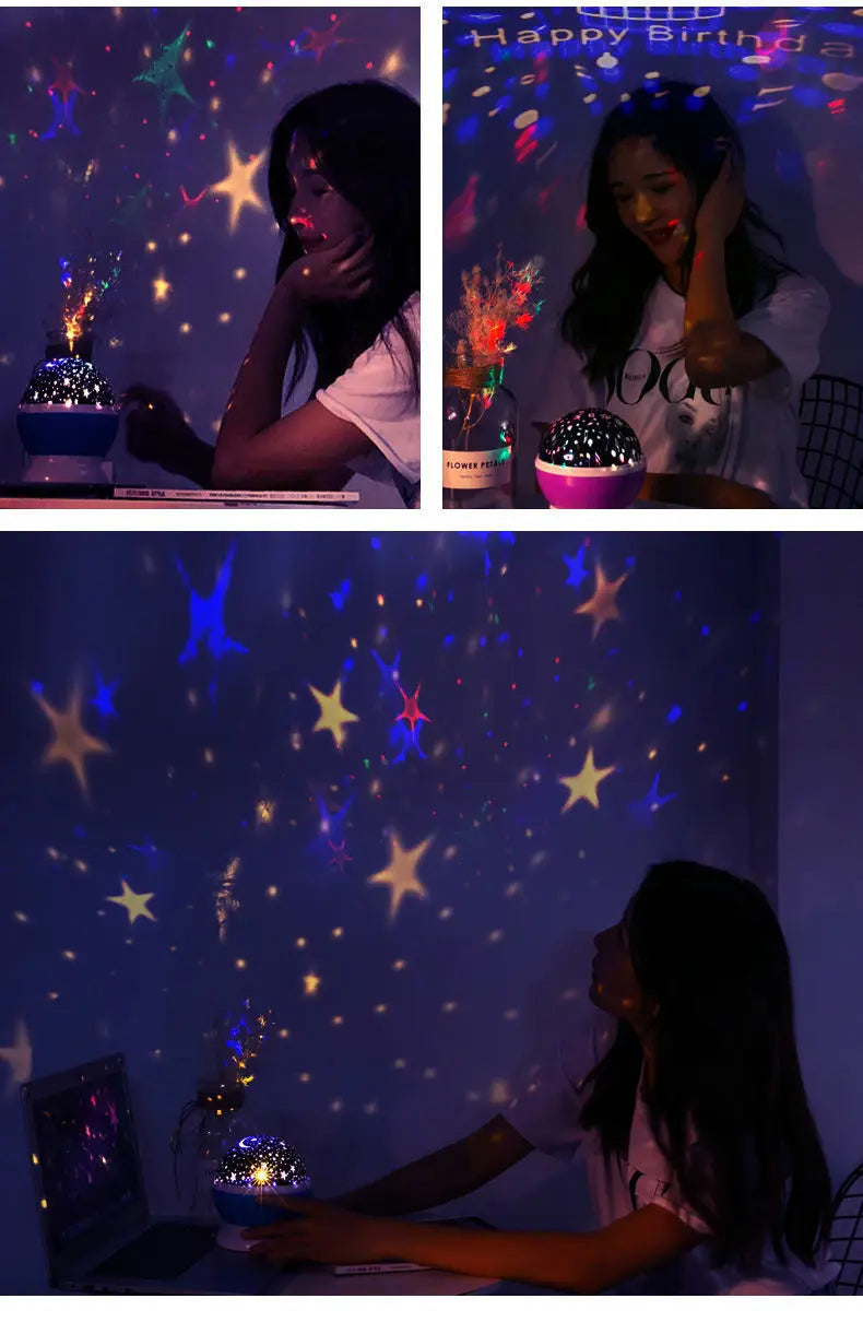 GGbingo Night Lamp Projector Starry Sky Night Light Lamp Decor Rotating Starry Nursery Moon Galaxy Projector Table Light