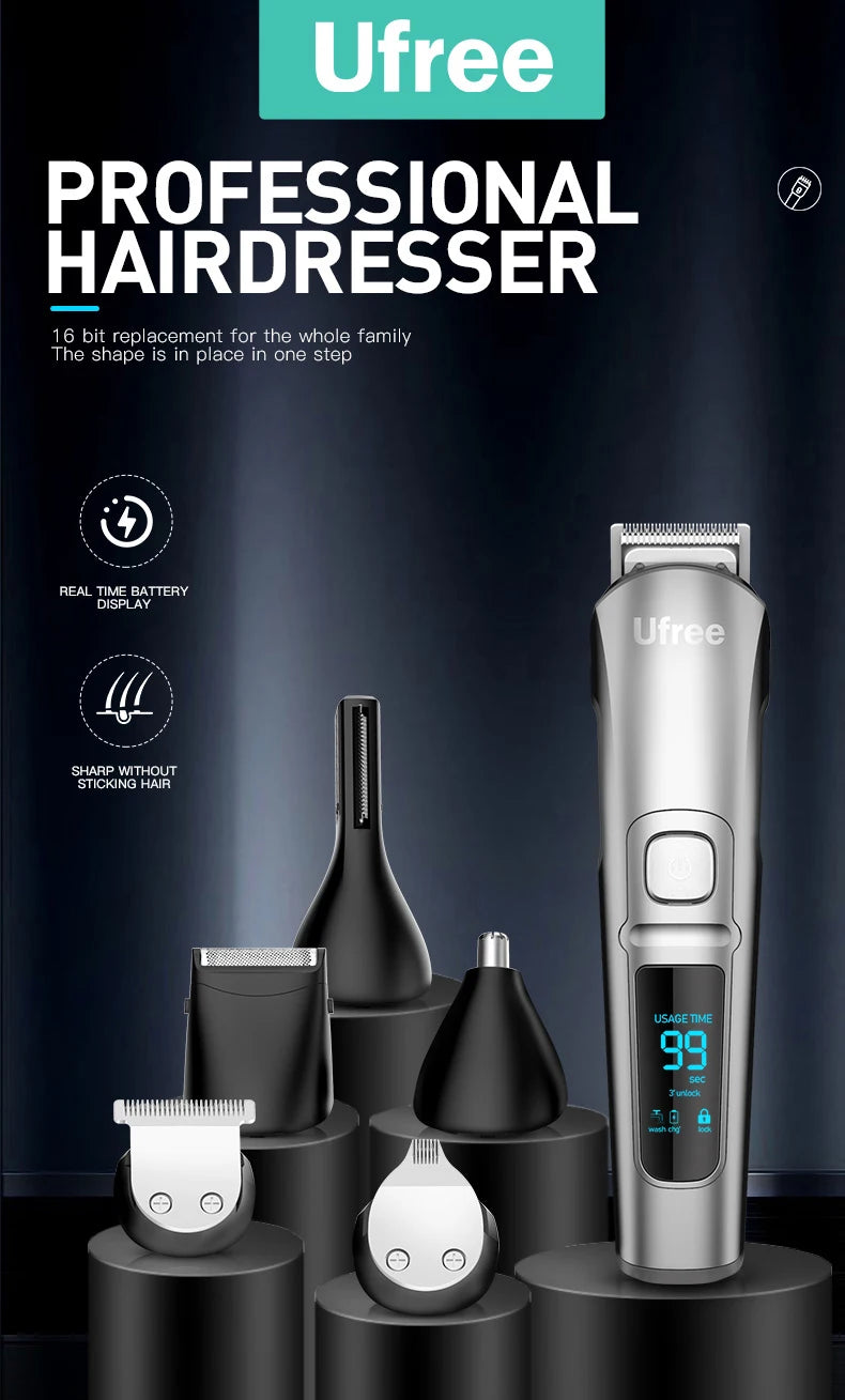 Ufree Electric Hair Cutting Machine Beard Trimmer Hair Clipper Rechargeable Man Shaver Trimmer Barber Professional Hair Trimmer