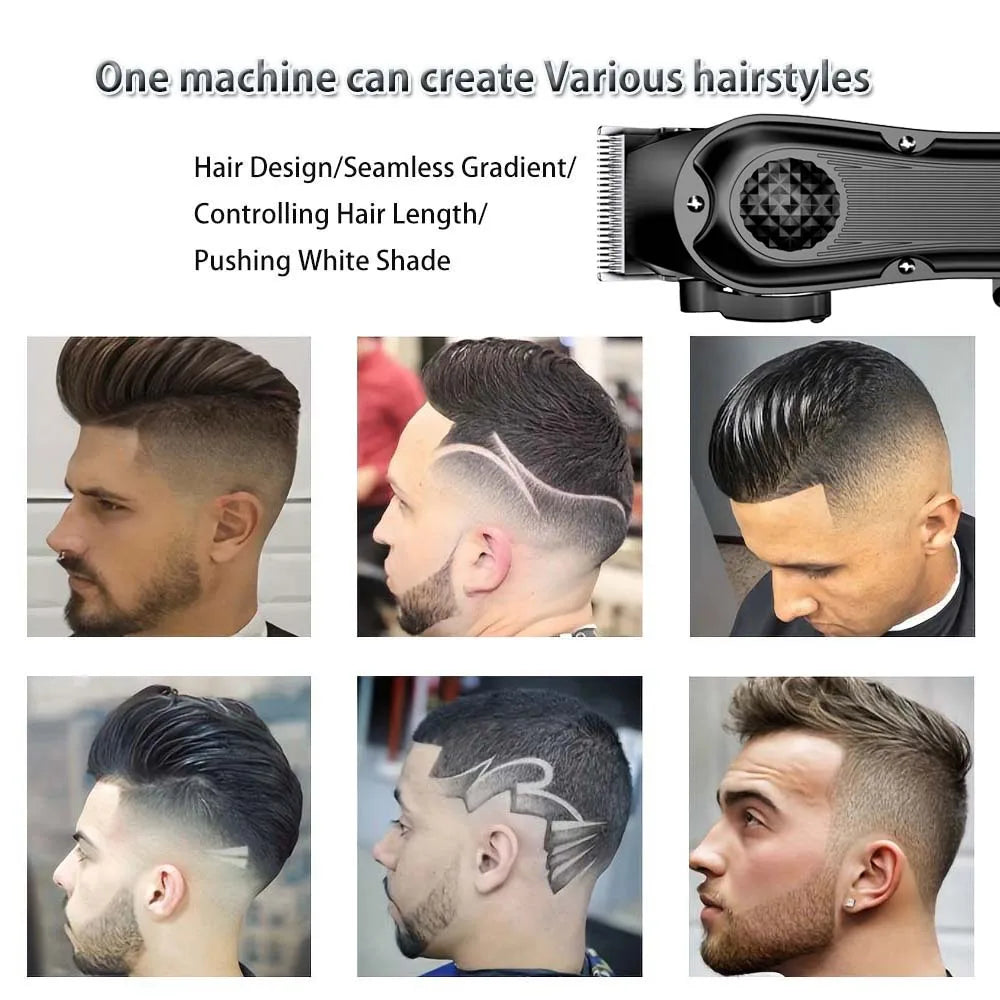 Professional Hair Clippers with LED Display, Cordless Rechargeable Trimmer & T-Blade Shaver for Men, Balding Grooming Kit