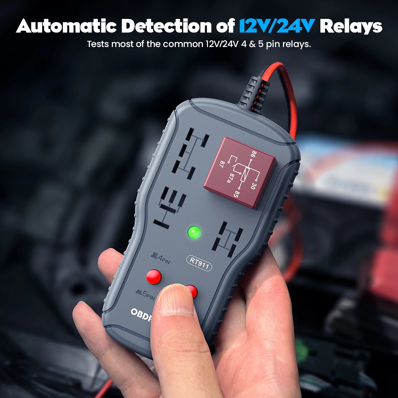 OBDResource 12V/24V Automotive Relay Tester 4PIN 5PIN Super Relay Tester Diagnostic Tool Professional Battery Voltage Detector