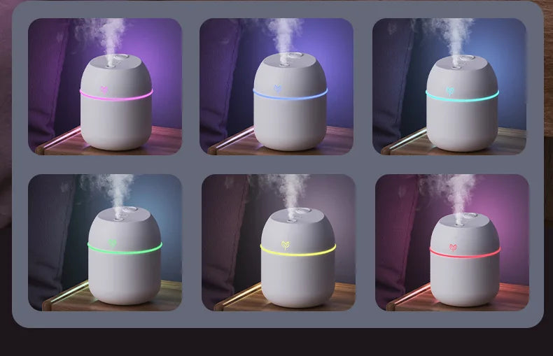 250ML Mini USB Air Humidifier Aroma Diffuser Essential Oil Cool Mist Maker RGB LED Night Light Quiet for Home Car Office Bedroom