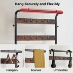 JHK 4-in-1 Coat Rack with Shoe Bench Entryway Bench with Shoe Storage Hooks Mudroom Storage Organizer with Shelves For Home