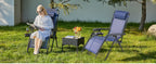 JHK Portable Zero Gravity Recliner Chairs Set of 2 Outdoor Garden Folding Lounge Chair with Cup Holder Trays Adjustable Pillow