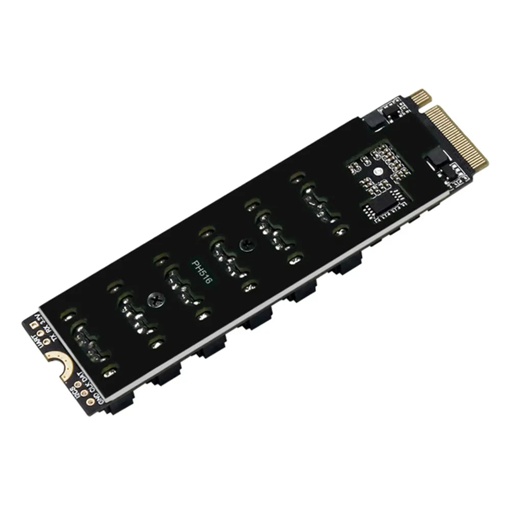 NVME to 6 SATA Expansion Card M.2 to SATA Adapter M2 Connector Internal SSD SATA3 Port Multiplier NGFF M Key to SATA3 Controller