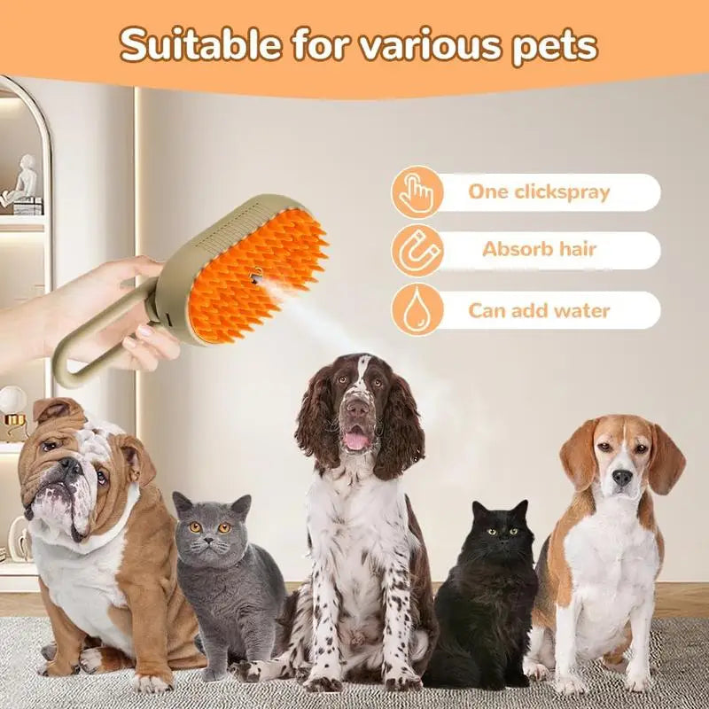 Pet Steam Brush Cat And Dog Deshedder Tool for Grooming And Hair Removal