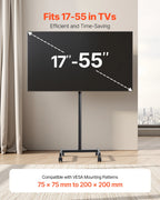 SucceBuy Rolling TV Stand Mobile TV Cart Suit for Various Sizes TV Portable TV Stand with Wheels for Living Room Bedroom Office