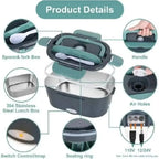 1.5L 60W Portable Electric Lunch Box,Leak Proof Design Car & Home Food Heater – Insulated Heated Lunch Container for Work Travel