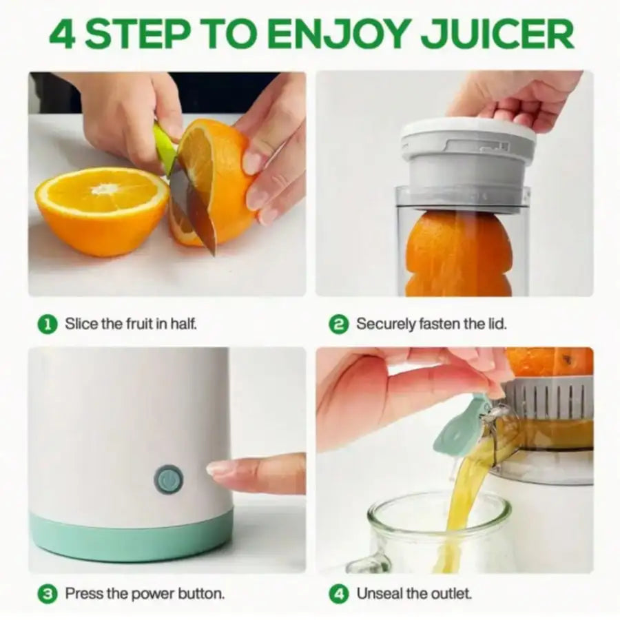Portable USB Electric Juicer, One-Touch Start - Orange Juicer/Lemon Juicer - Compact Portable Orange, Lemon, And Fruit Blending Cup, Perfect For Vegetable Juices, Fruit Juices, And Smoothies. Travel-Friendly Design Ideal For