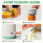 Portable USB Electric Juicer, One-Touch Start - Orange Juicer/Lemon Juicer - Compact Portable Orange, Lemon, And Fruit Blending Cup, Perfect For Vegetable Juices, Fruit Juices, And Smoothies. Travel-Friendly Design Ideal For