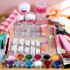 23-in-1 Acrylic Nail Kit for Beginners — Includes 12 Acrylic Powder Colors, Nail Extension Tools, and Various Manicure Tools