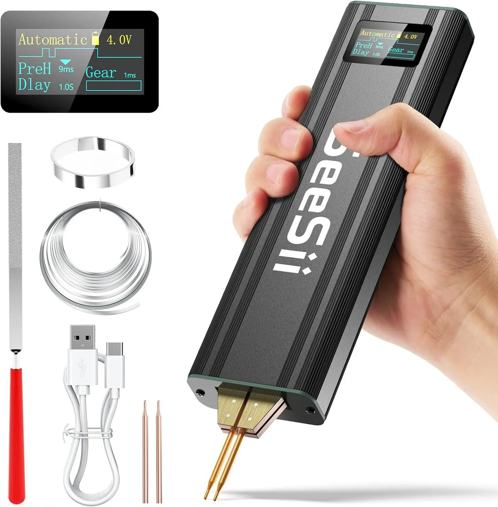 SEESII Battery Spot Welder Handheld Spot Welding Machine with Rechargeable Battery 2-in-1 Mini Battery Welder for Nickel-Plated Sheets up to 0.2mm - for Battery Pack Assembly and Repair